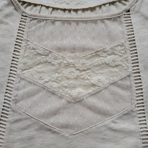 Maurices Women's Plus Size Lace Inset Peasant Top Blouse Oatmeal Size 2 - Picture 6 of 14